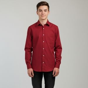 Fouger Boys Red Long Sleeve Button Down/Dress Shirt Size 16